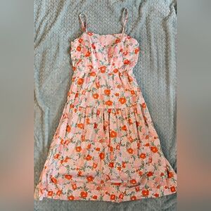 Orange and Pink Flutter Sleeve Sundress